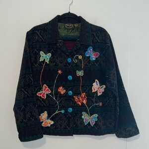 Julia Kim Women’s Embroidered & Decoration Butterfly Jacket  Size L